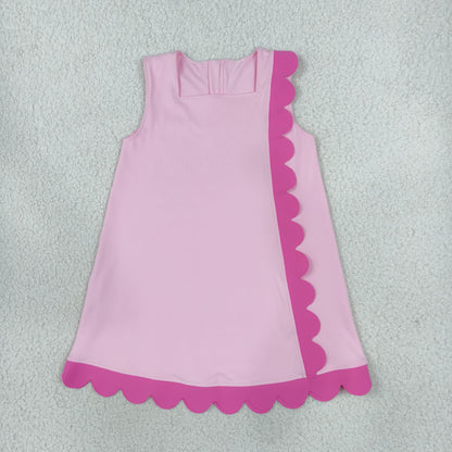 Baby Girls Kids Sleeveless Scalloped Zipper Pink Dress Yoga Active Clothes RTS