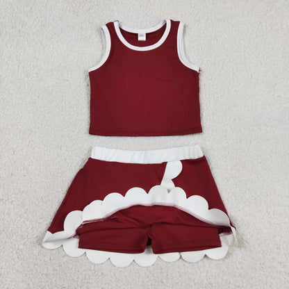 Sibling Baby Girls Kids Sleeveless Shirts Scallop Skirts Shorts Yoga Active Sets Clothes