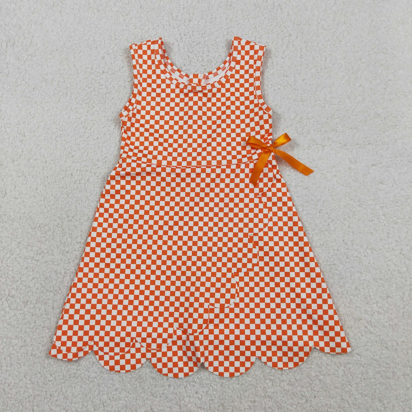 Sibling Baby Girls Plaid Bows Ruffle Yoga Active Shorts Knee Length Scallop Dresses