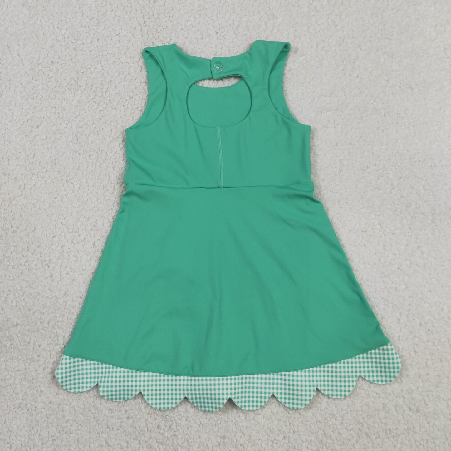 Sibling Baby Girls Kids Green Plaid Bows Skort Yoga Active Dress Set Scallop Clothes