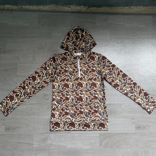No moq Preorder Adult Men Long Sleeves Hoodie Zipper Camo Shirt Pocket Pullover Tops