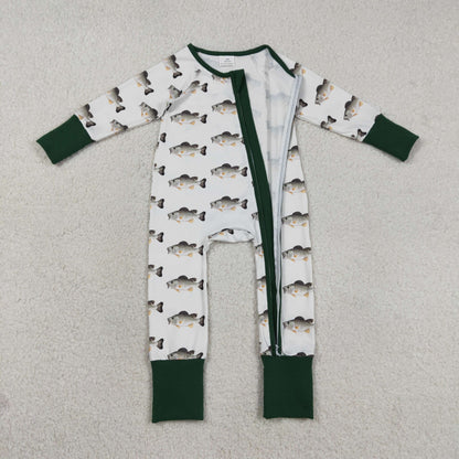 RTS Baby Boys Kids Long Sleeves Fish Zipper Pajamas Romper
