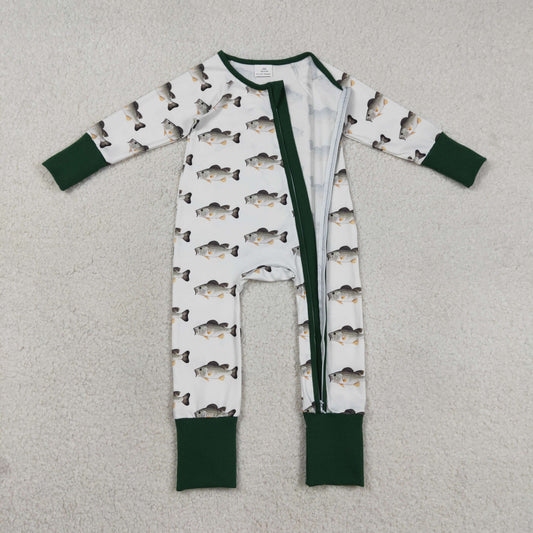 RTS Baby Boys Kids Long Sleeves Fish Zipper Pajamas Romper