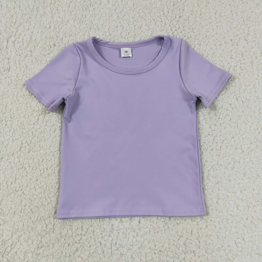 Baby Girls Kids Short Sleeves Lavender Shirt Yoga Active Tops Clothes