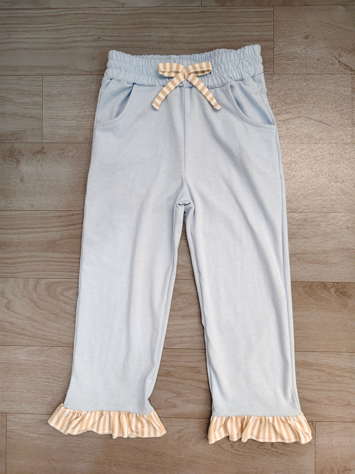 No moq Baby Girls Kids Pockets Bows Pants Bottoms Blue Clothes