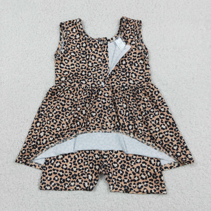 Baby Girl Infant Sleeveless Leopard Ruffle Zipper Romper Clothes