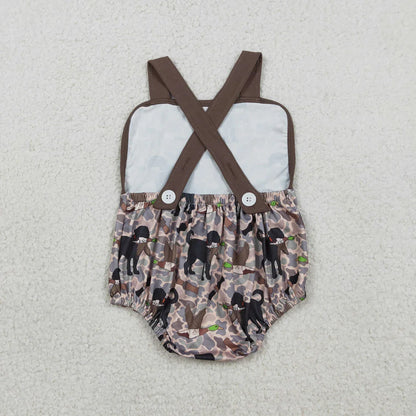 RTS Sibling Baby Boys Kids Short Sleeves Shirt Pockets Shorts Dogs Camo Set Romper Clothes