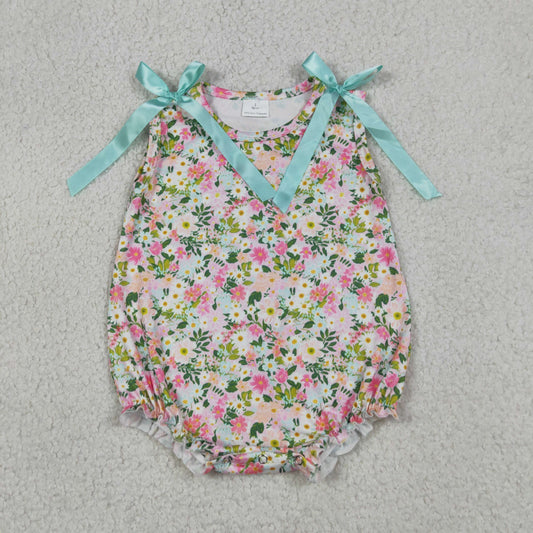 Baby Girls Kids Bows Sleeveless Flower Summer Bubble Romper
