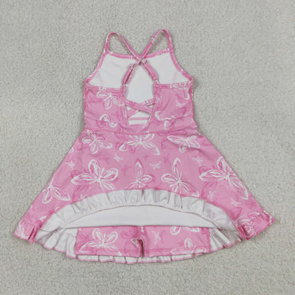 Baby Girls Kids Sleeveless Butterfly Yoga Active Knee Length Dress
