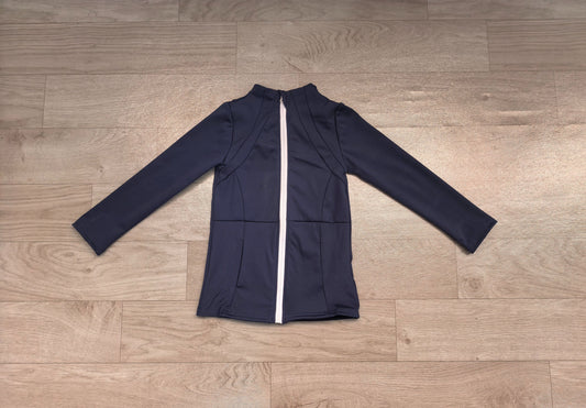 No moq Preorder Baby Girl Navy Long Sleeves Pockets Yoga Sports Zipper Jacket Tops