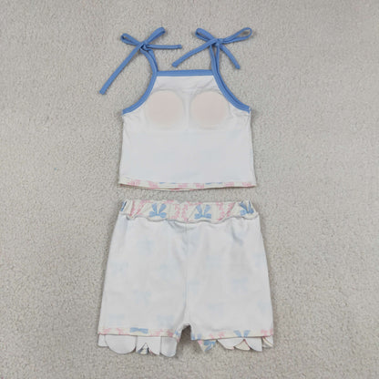 Baby Girls Kids Straps Bows Tops Pockets Skirt Shorts Yoga Set