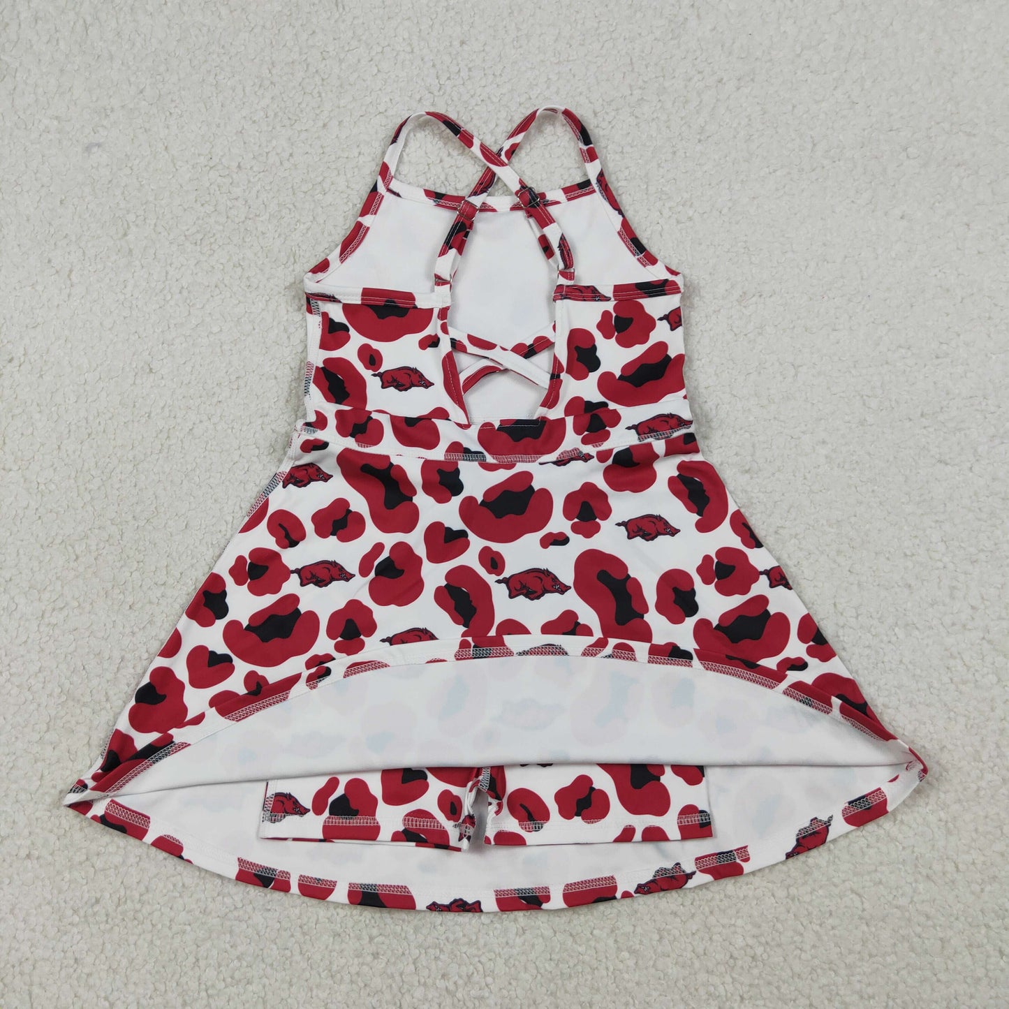 RTS Sibling Baby Girl Kids Sleeveless Leopard Team Knee Length Yoga Active Dresses