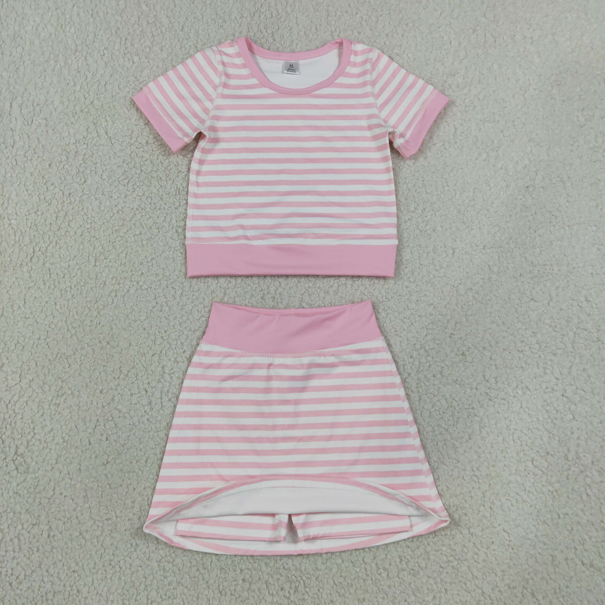 Sibling Baby Girls Kids Short Sleeves Shirt Stripes Skirts Shorts Sets Yoga Active Clothes