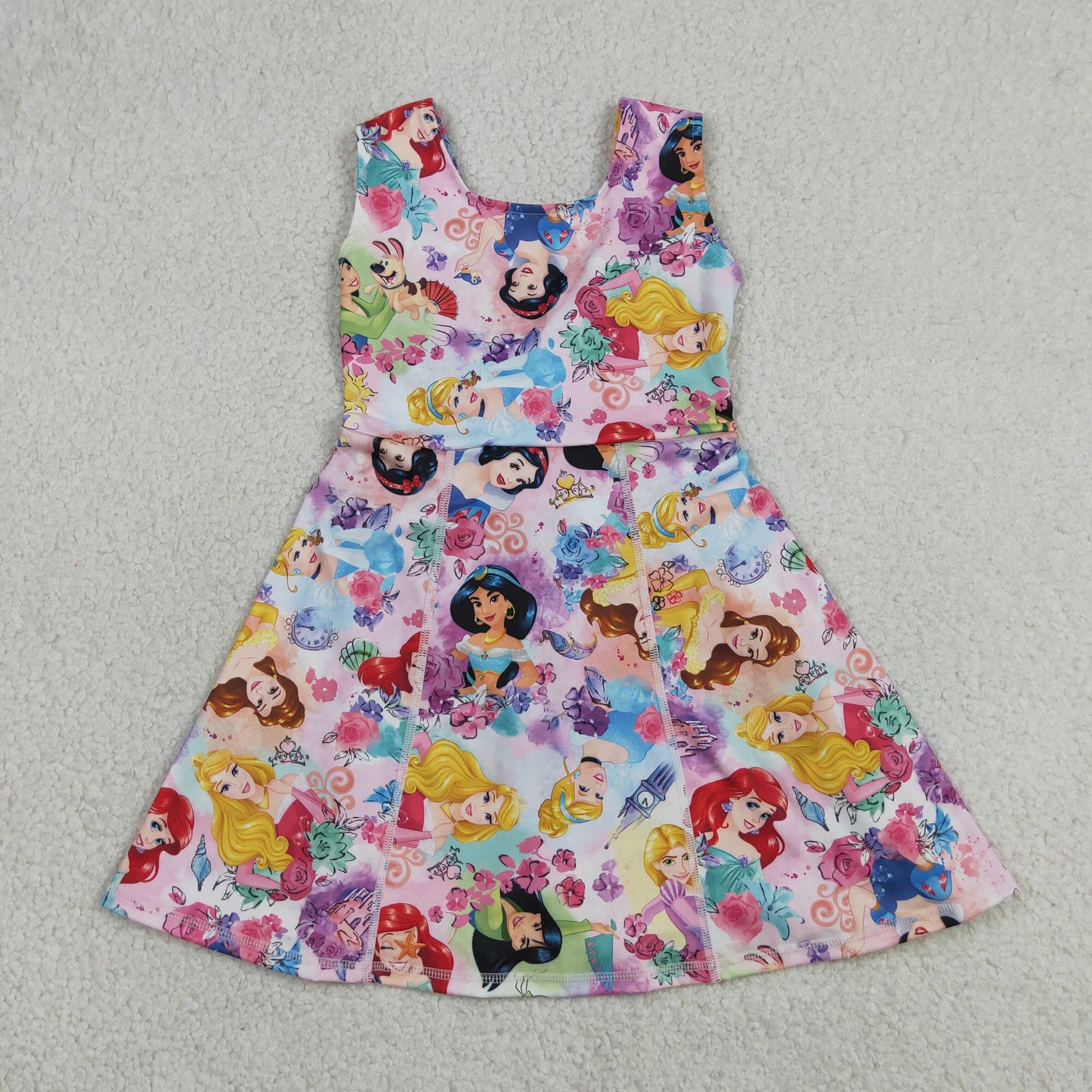 GSD2136 Baby Girls Kids Sleeveless Princess Flower Shorts Knee Length Dress Yoga Clothes