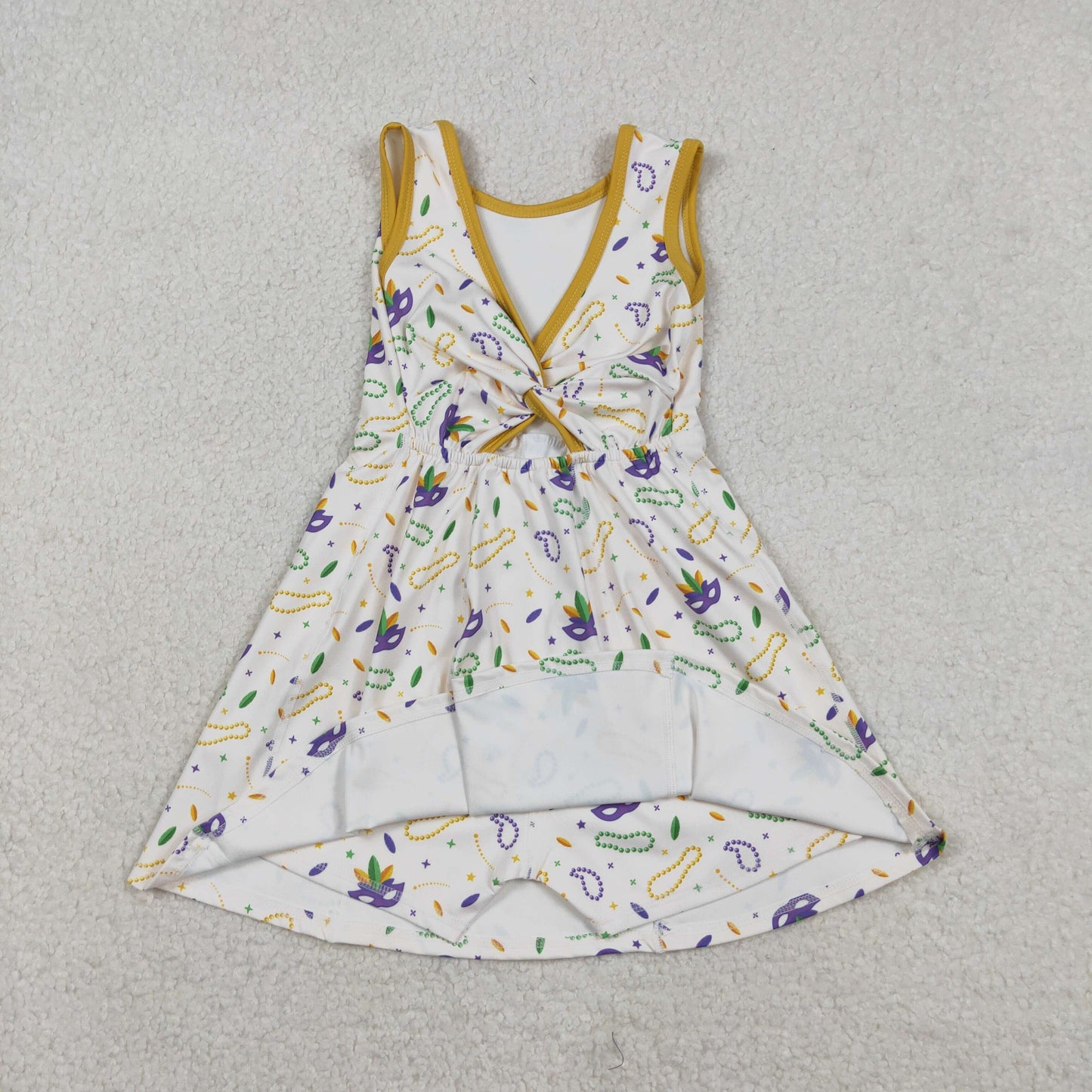 Baby Girls Kids Mardi Gras Masks Yoga Shorts Knee Length Dress