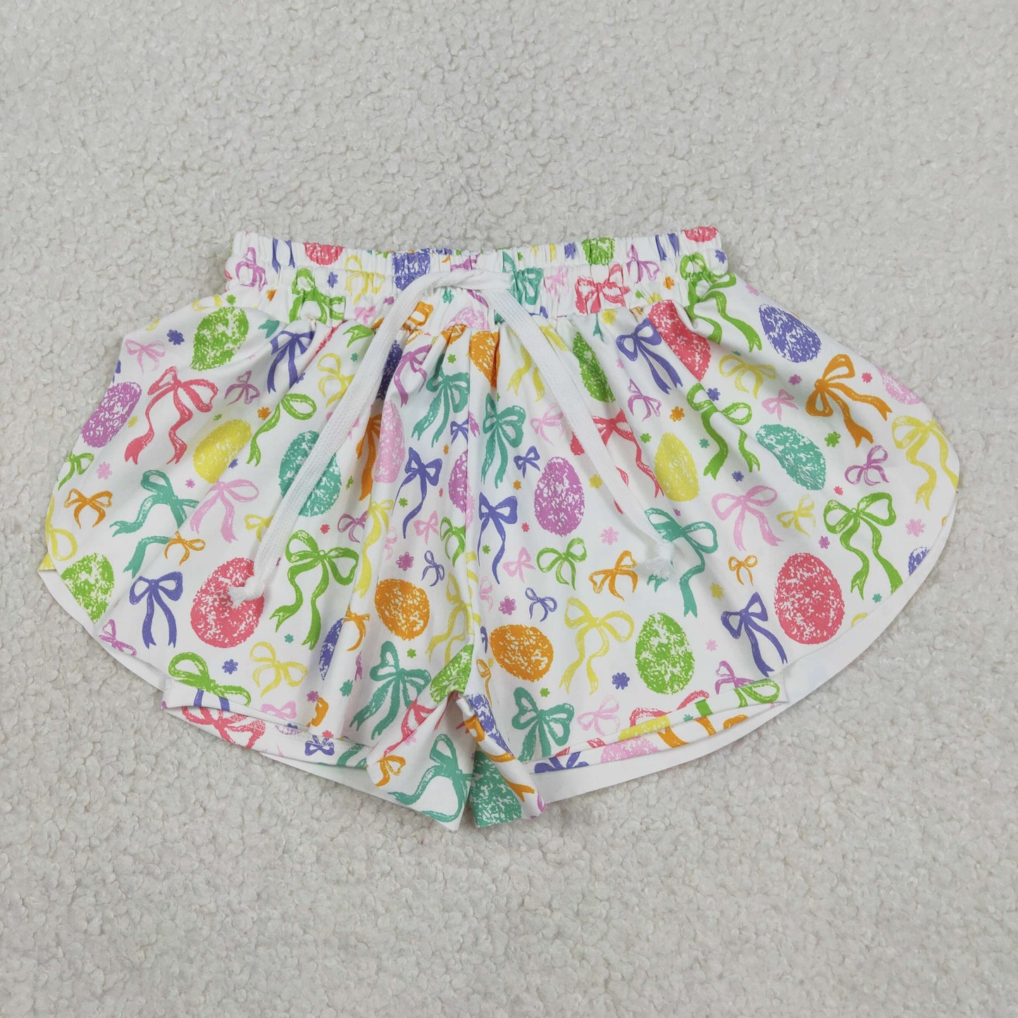 RTS Baby Girls Kids Eggs Bows Easter Yoga Active Ruffle Shorts Bottom