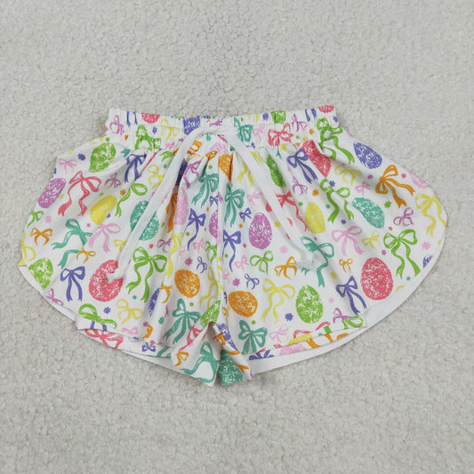 RTS Baby Girls Kids Eggs Bows Easter Yoga Active Ruffle Shorts Bottom