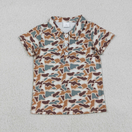 Baby Boys Kids Short Sleeves Camo Summer Polo Shirt Tops