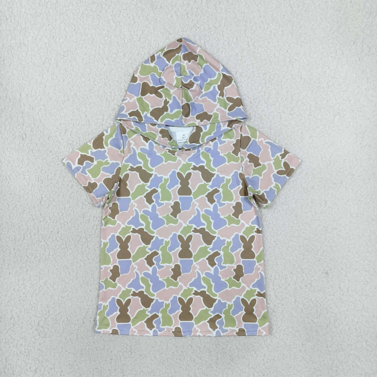 Baby Boys Girls Toddler Short Sleeves Rabbits Easter Hoodie Shirt Tops Camo Clothes RTS