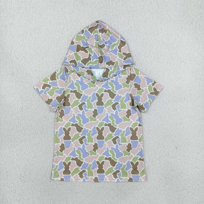 Sibling Baby Boys Girls Toddler Short Sleeves Rabbits Hoodie Easter Shirts Tops Camo Clothes