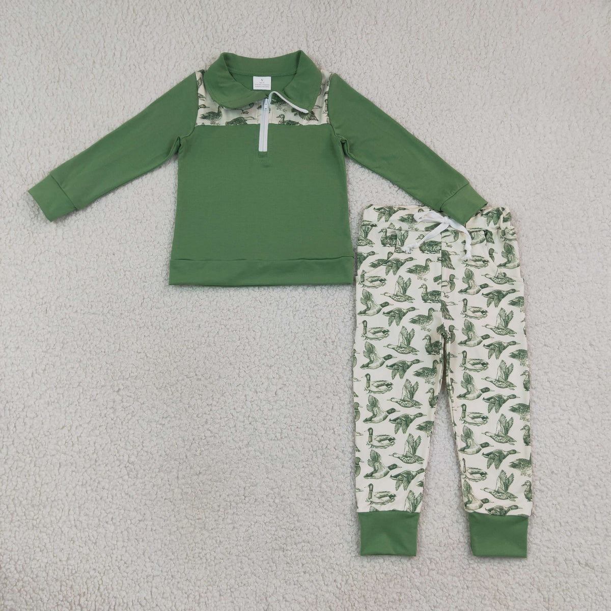 Sibling Baby Boys Kids Long Sleeves Ducks Green Romper Set Clothes