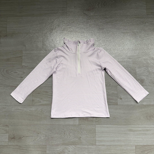 No moq Preorder Baby Girls Kids Long Sleeves Purple Stripes Zipper Pullover Shirt Clothes