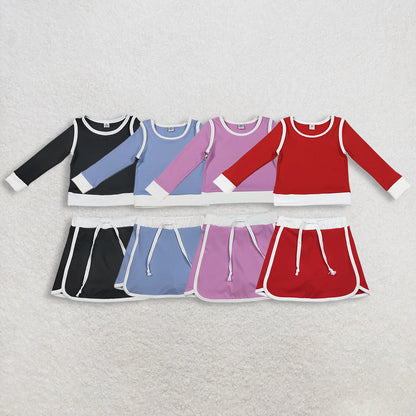 RTS Sibling Baby Girls Kids Long Sleeve Shirts Skirts Shorts Yoga Clothes Sets