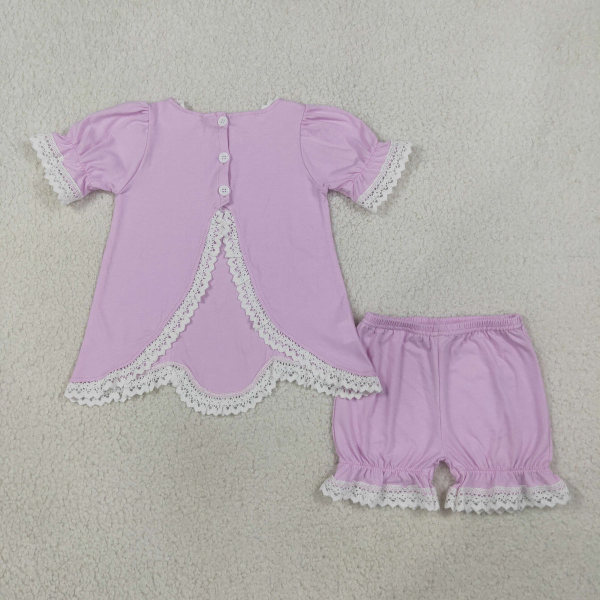 Baby Girls Kids Short Sleeves Scallop Tunic Lace Shorts Set Summer Clothes