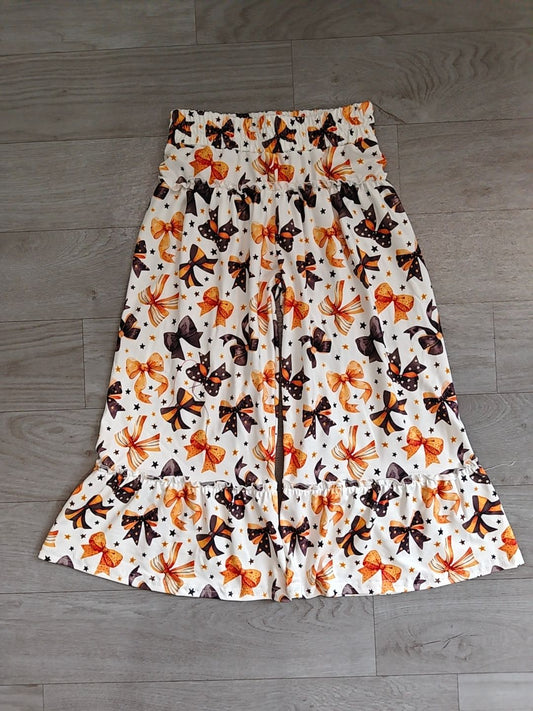 No moq Preorder Baby Girls Kids Halloween Bows Ruffle Pants Bottoms Clothes