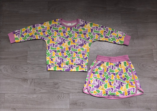 No moq Preorder Baby Girls Kids Long Sleeves Shirt Deer Camo Skirt Shorts Mardi Gras Set