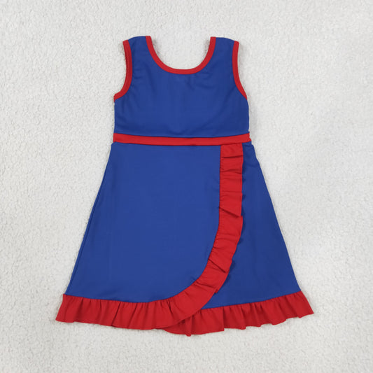 Baby Girls Kids Sleeveless Shorts Knee Length Navy Dress Yoga Active Scallop Clothes