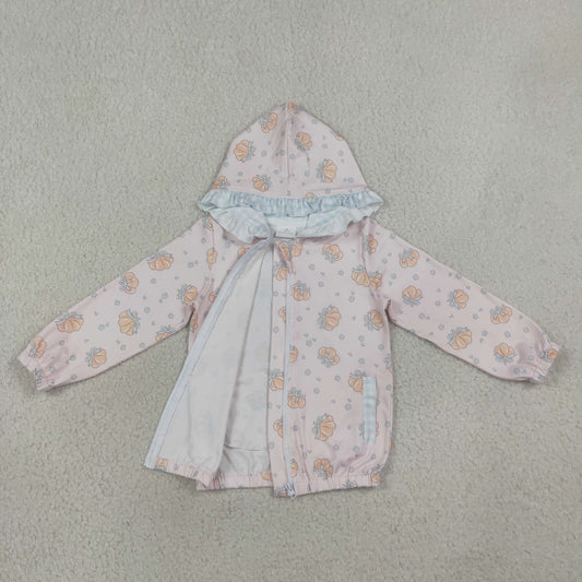 Baby Girls Kids Long Sleeves Pumpkins Flower Pockets Hoodie Zipper Coat Fall Tops