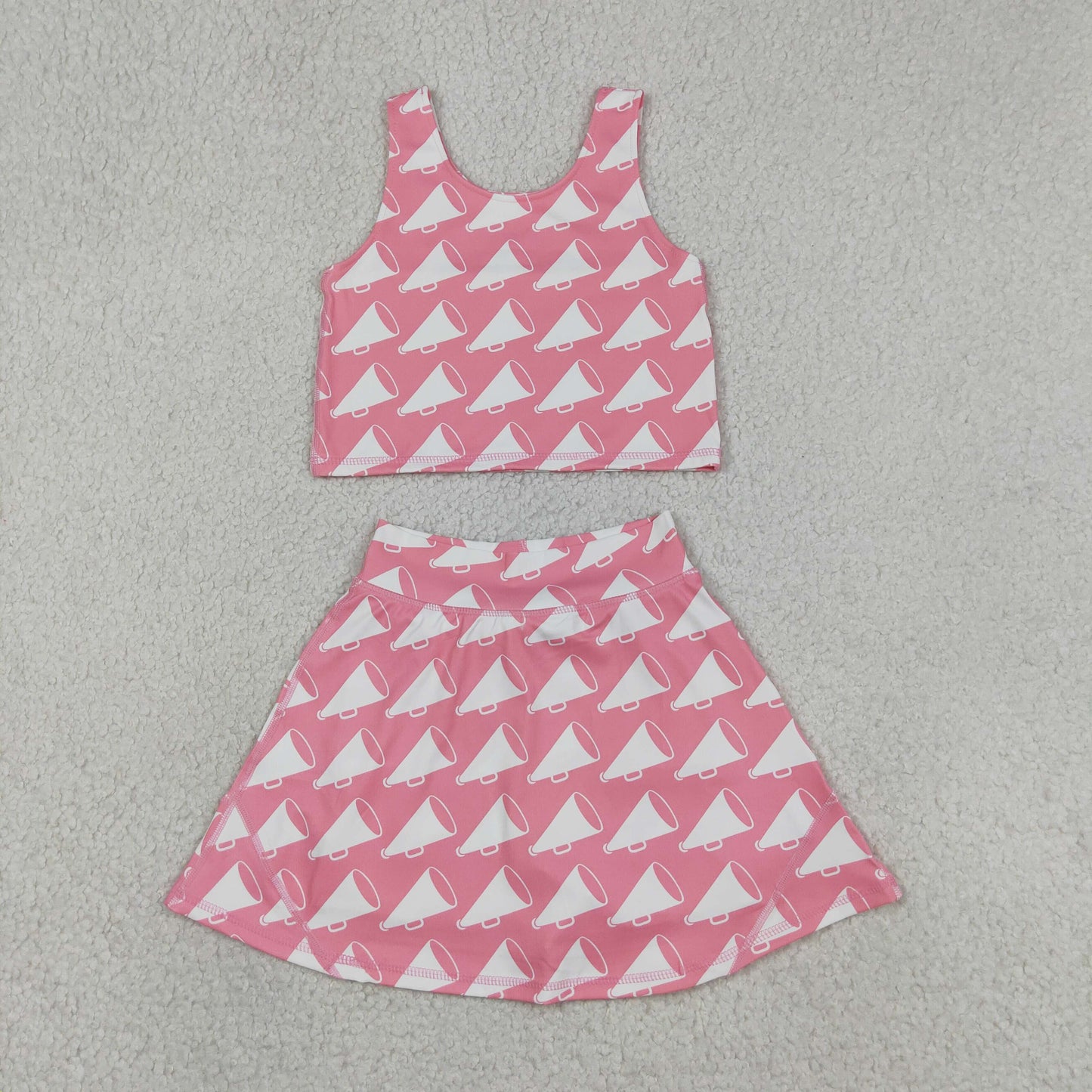 Baby Girls Kids Sleeveless Cheer Athletic Active Wear Tops Shorts Skirt Clothes Set