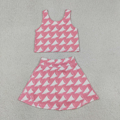 Baby Girls Kids Sleeveless Cheer Athletic Active Wear Tops Shorts Skirt Clothes Set
