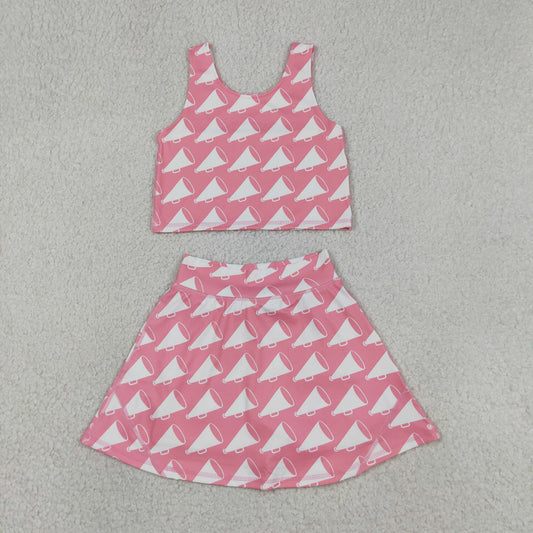 Baby Girls Kids Sleeveless Cheer Athletic Active Wear Tops Shorts Skirt Clothes Set