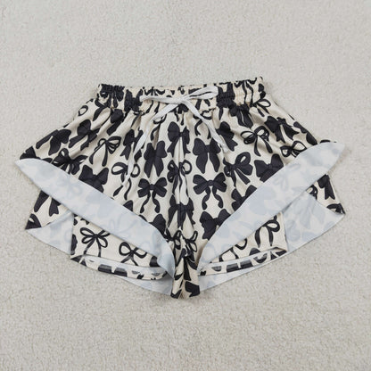 Adult Women Black Bows Yoga Southern Shorts Bottoms