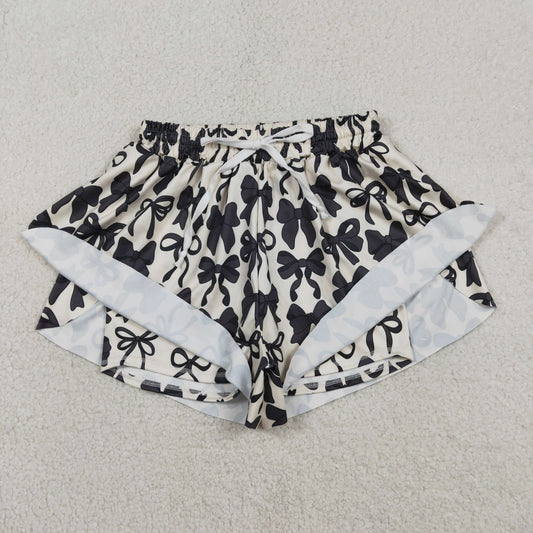 Adult Women Black Bows Yoga Southern Shorts Bottoms