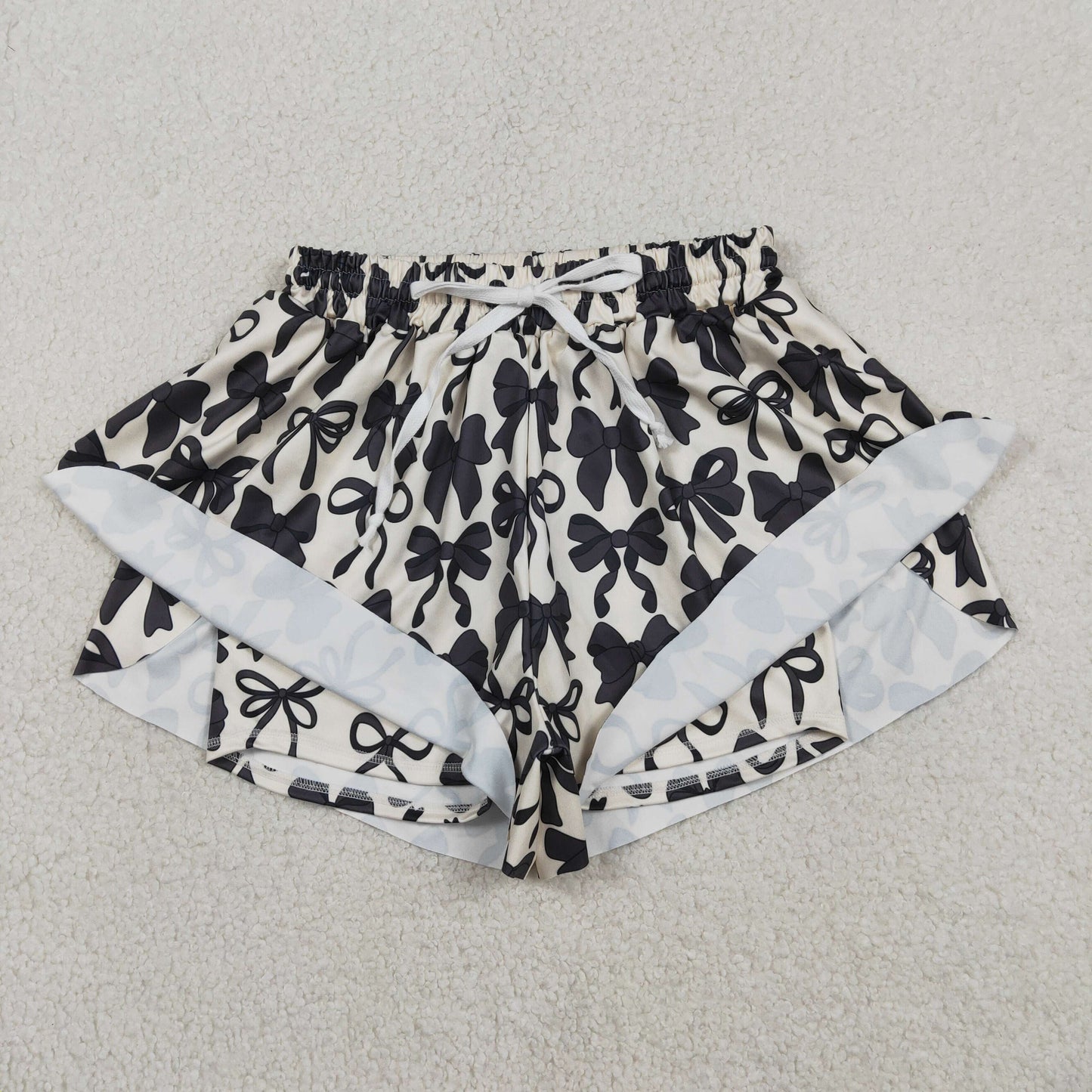 Sibling Kids Girls Adult Women Black Bows Shorts Yoga Active Bottom Mom and Me Clothes