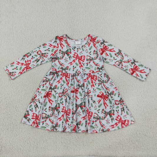 Baby Girls Kids Bows Christmas Knee Length Ruffle Dress Clothes