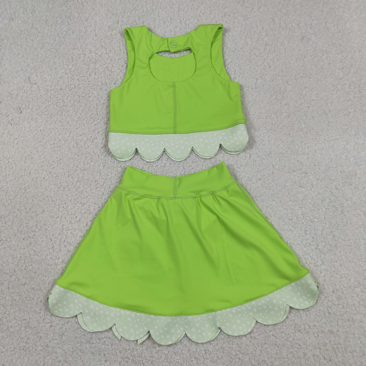 Baby Girls Kids Sleeveless Tops Bows Skirt Shorts Yoga Green Set