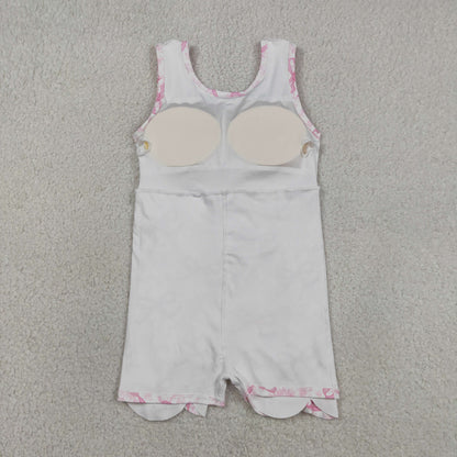 Baby Girls Kids Sleeveless Pink Bows Floral Scallop Yoga Knee Length Dress