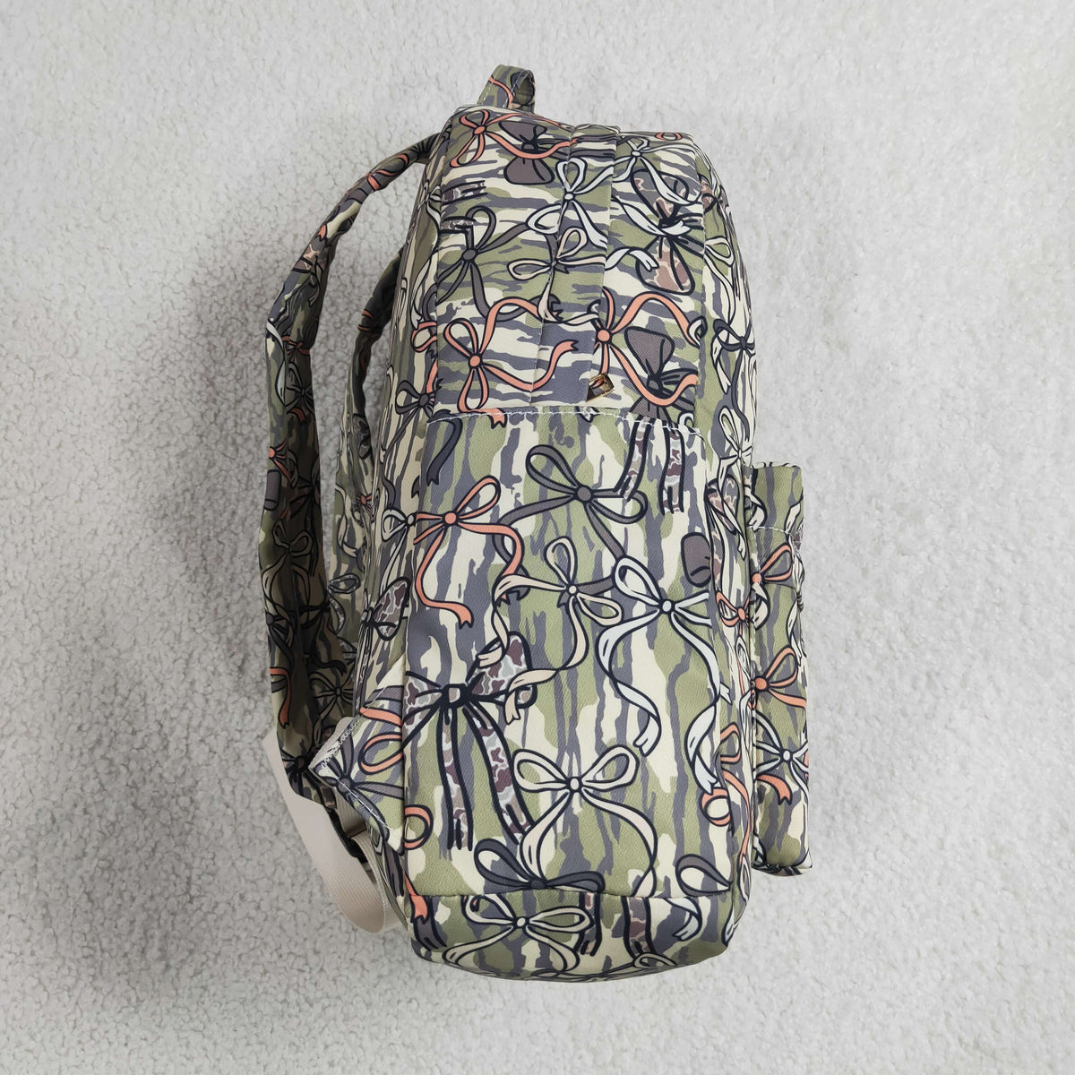Baby Girls Kids Bows Camo Print Zipper Backpack School Bag