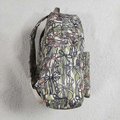 Baby Girls Kids Bows Camo Print Zipper Backpack School Bag