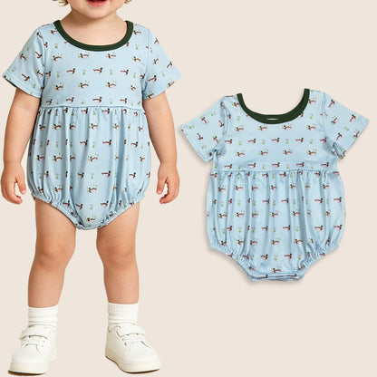 Baby Boys Kids Short Sleeves Ducks Summer Bubble Romper