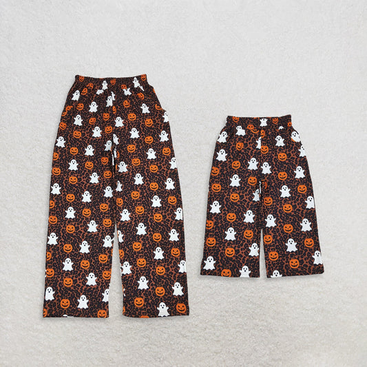 Sibling Baby Girls Adult Woman Halloween Ghosts Pumpkins Leopard Pockets Mommy and Me Pants Bottoms Clothes