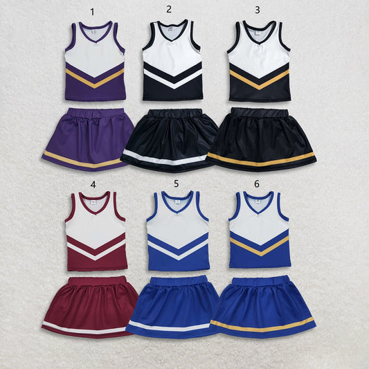 Sibling Baby Girls Kids Sleeveless Tops Skirts Shorts Team Sets Yoga Active Cheer Clothes