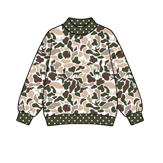 Moq 5 Custom Baby Girls Kids Ducks Deer Dogs Camo Print Pullover Hunting Shirt Clothes