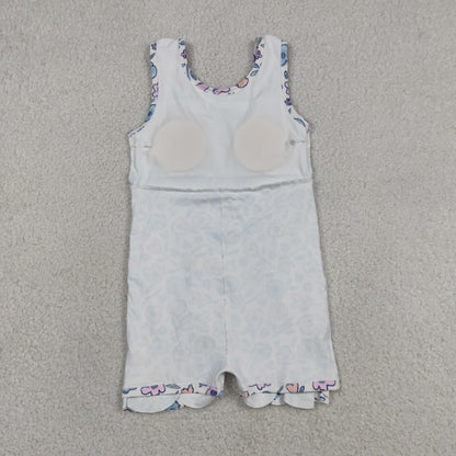GSD3808 Baby Girls Kids Bows Flower Shorts Scallop Knee Length Dress Yoga Clothes