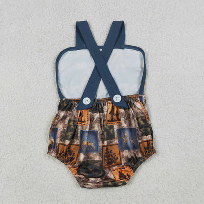 RTS Sibling Baby Boys Kids Pocket Shirt Shorts Deer Camo Romper Set Hunting Clothes