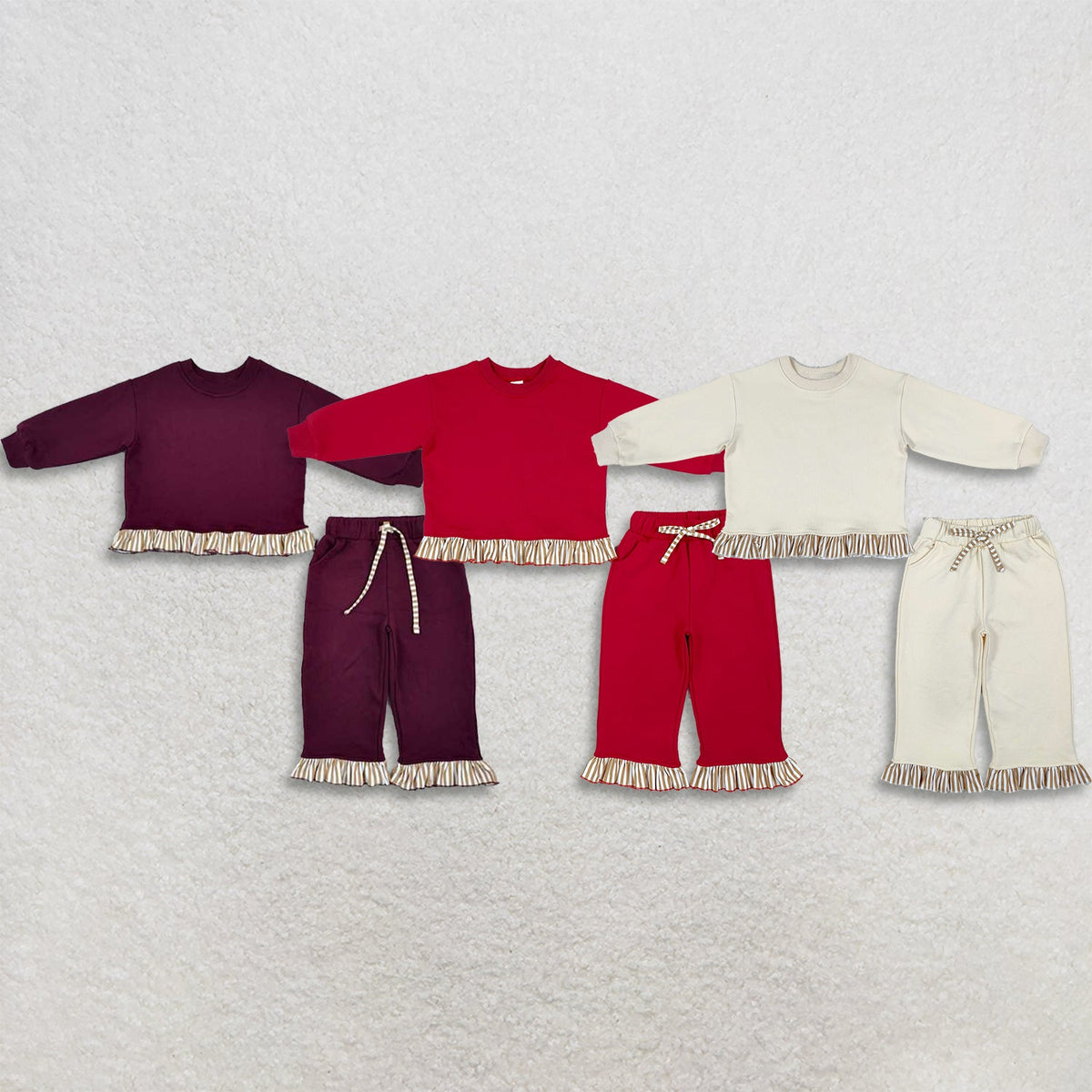 Sibling Baby Girls Kids Long Sleeves Shirts Pockets Pants Sets Sweatsuit‌ Cotton Clothes RTS